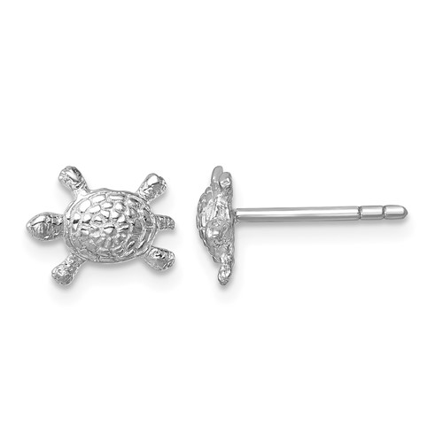 Sterling Silver Rhodium-plated Polished Turtle Post Earrings