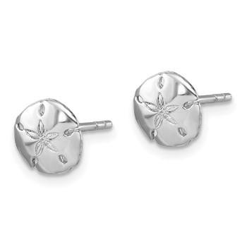 Sterling Silver Rhodium-plated Polished Sand Dollar Post Earring — alternate view