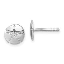 Image of Sterling Silver Rhodium-plated Polished Sand Dollar Post Earring
