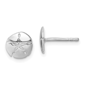 Sterling Silver Rhodium-plated Polished Sand Dollar Post Earring