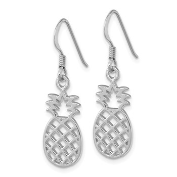 Sterling Silver Rhodium-plated Polished Cut-out Pineapple Dangle Earrings — alternate view