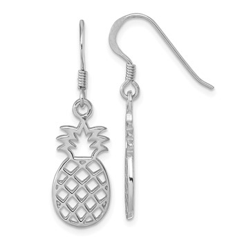 Sterling Silver Rhodium-plated Polished Cut-out Pineapple Dangle Earrings