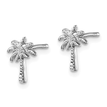 Sterling Silver Rhodium-plated Polished Palm Tree Post Earring — alternate view