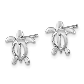 Sterling Silver Rhodium-plated Cut Out Turtle Post Earring — alternate view