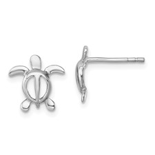 Image of Sterling Silver Rhodium-plated Cut Out Turtle Post Earring