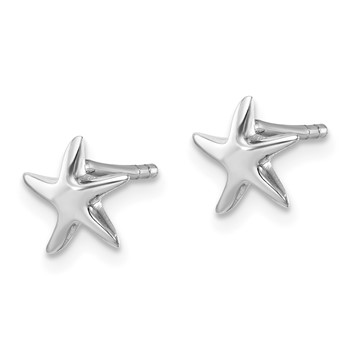 Sterling Silver Rhodium-plated Polished Starfish Post Earring — alternate view