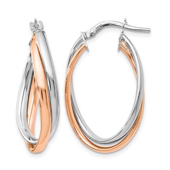 Leslie's 14K Rose and White Gold Polished Fancy Hoop Earrings