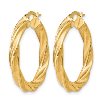 Leslie's 14K Polished Scratch-finish Twisted Hoop Earrings — alternate view