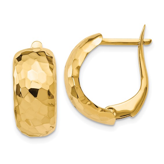 Versil 14K Yellow Gold Fancy Glimmer Infused Hoop Earrings