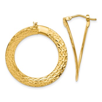 Leslie's 14k Polished D/C Twisted Hoop Earrings