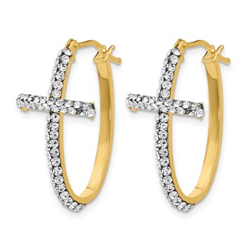 Leslie's 14K Crystals Polished Cross Hoop Earrings — alternate view