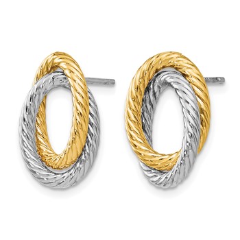 Leslie's 14K w/ White Rhodium Fancy Twisted Oval Post Earrings — alternate view