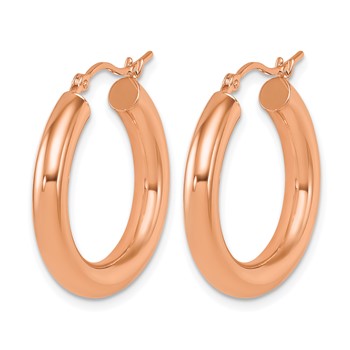 Leslie's 14k Rose Gold Polished 4mm Polished Hoop Earrings — alternate view