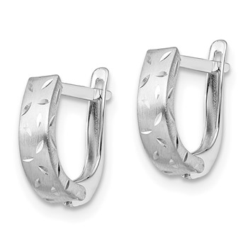 Leslie's 14K White Gold Polished Brushed D/C Hoop Earrings — alternate view