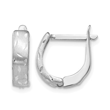 Leslie's 14K White Gold Polished Brushed D/C Hoop Earrings