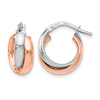 Leslie's 14K White Gold Rose-plated Polished Hoop Earrings