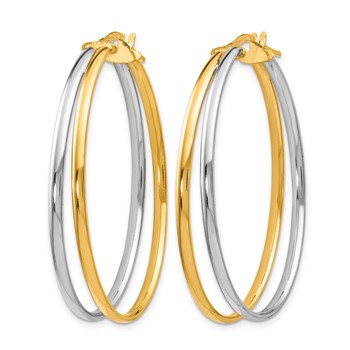 Leslie's 14K with Rhodium Polished Hoop Earrings — alternate view