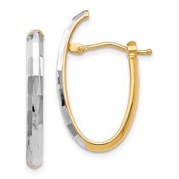 Leslie's 14K with Rhodium D/C Hinged Hoop Earrings
