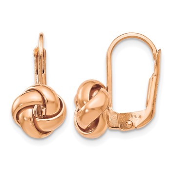 Leslie's 14K & Rose Gold Plated Polished Love Knot Leverback Earrings