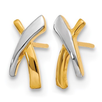 Leslie's 14K w/Rhodium X Post Earrings — alternate view