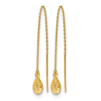 Leslie's 14K Polished and Textured Tear Drop Threader Earrings — alternate view