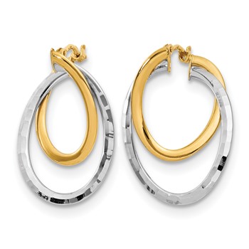 Leslie's 14K with White Rhodium Polished Fancy Hoop Earrings — alternate view