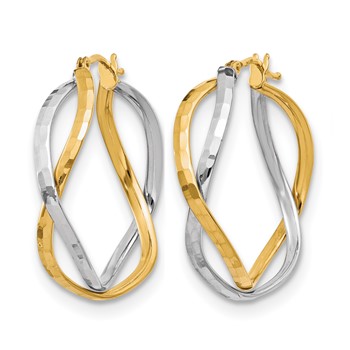 Leslie's 14K with Rhodium Polished Criss Cross Hoop Earrings — alternate view
