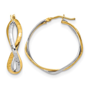Leslie's 14K with Rhodium Polished Criss Cross Hoop Earrings