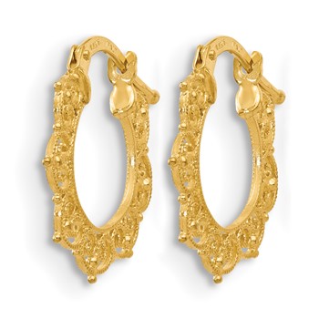 Leslie's 14K Polished Fancy Pattern Hoop Earrings — alternate view