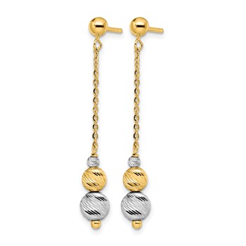 Leslie's 14K Two-tone Polished and Textured Dangle Earrings — alternate view