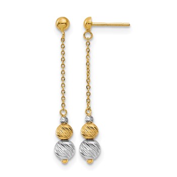 Leslie's 14K Two-tone Polished and Textured Dangle Earrings