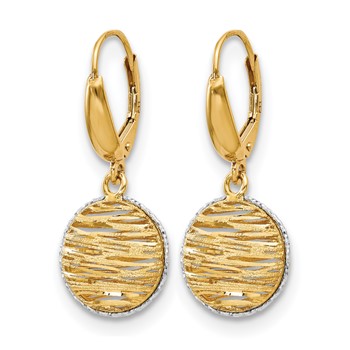 Leslie's 14K w/Rhodium Polished D/C Hollow Earrings — alternate view