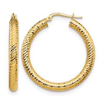 Leslie's 14K 4x25 D/C Round Hoop Earrings