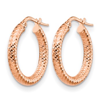 Leslie's 14K 3x15 Rose Gold D/C Round Hoop Earrings — alternate view
