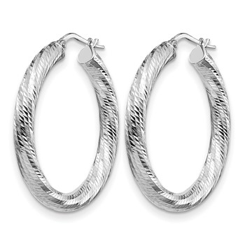 Leslie's 14K 4x35 White Gold D/C Round Hoop Earrings — alternate view