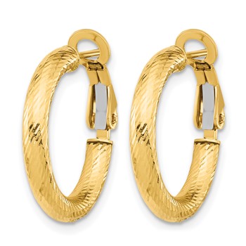 Leslie's 14K 3x15 D/C Round Omega Back Hoop Earrings — alternate view