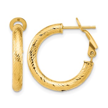 Leslie's 14K 3x15 D/C Round Omega Back Hoop Earrings