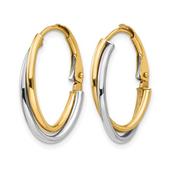 Leslie's 14K Two-tone Polished Hoop Earrings — alternate view