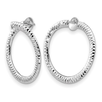 Leslie's 14K White Gold Polished & D/C Flexible Post Hoop Earrings — alternate view