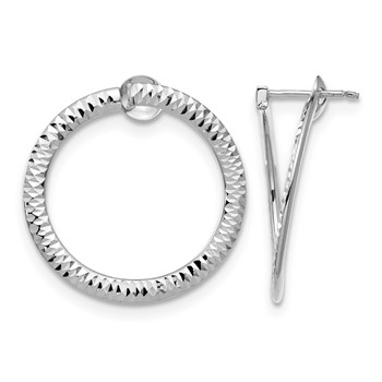 Leslie's 14K White Gold Polished & D/C Flexible Post Hoop Earrings