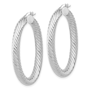 Leslie's 14K White Gold Polished Twisted Oval Hoop Earrings — alternate view