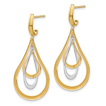 Leslie's 14K Two-tone Polished Post Dangle Earrings — alternate view