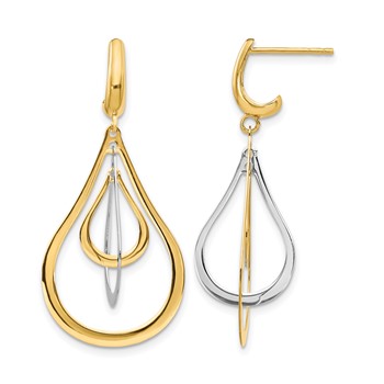 Leslie's 14K Two-tone Polished Post Dangle Earrings