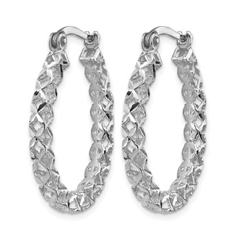 Leslie's 14K White Gold Polished D/C Hollow Hoop Earrings — alternate view