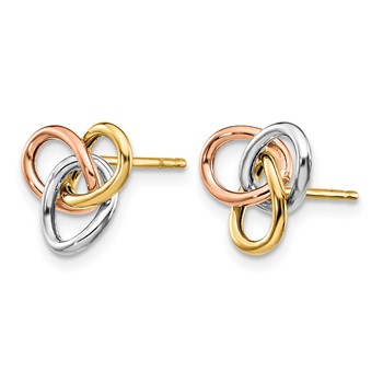 Leslie's 14K Tri-color Polished Rings Post Earrings — alternate view