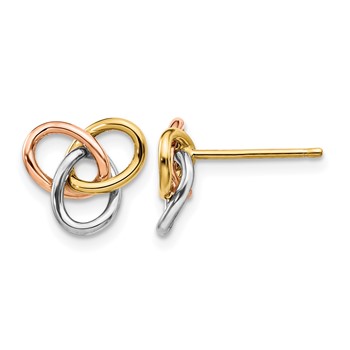Leslie's 14K Tri-color Polished Rings Post Earrings