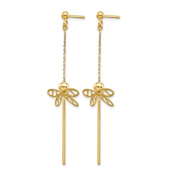 Leslie's 14K Polished Dragonfly Post Dangle Earrings — alternate view
