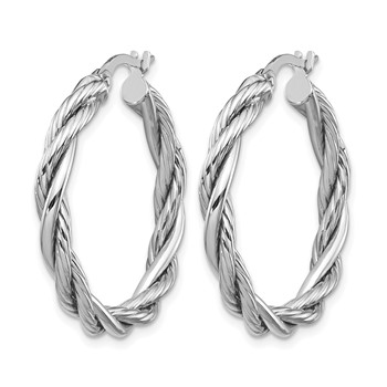 Leslie's 14K w/White Rhodium Polished Twisted Hoop Earrings — alternate view