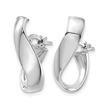 Leslie's 14K White Gold 5mm High Polished Omega Back Hoop Earrings — alternate view