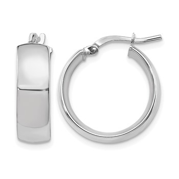 Leslie's 14K w/ White Rhodium Plating 6mm High Polished Hoop Earrings
